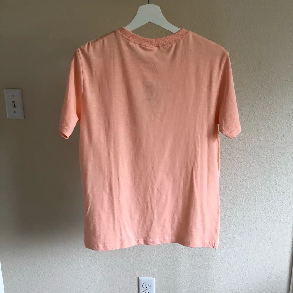 NWT Zara Kids Peach / Black “Be Yourself” Split Pocket T-Shirt Size 11-12
